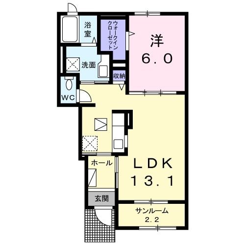 久慈市新井田のアパートの間取り