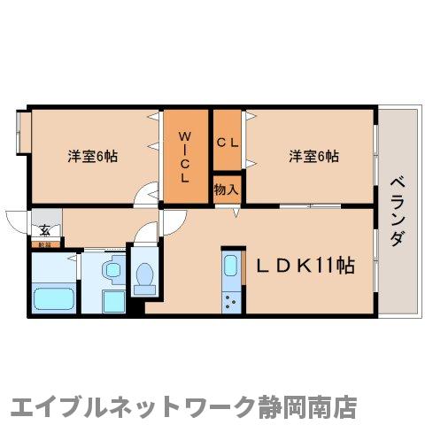 【静岡市駿河区西脇のマンションの間取り】