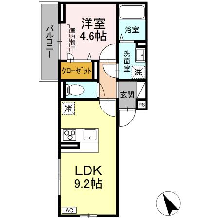 福山市花園町のアパートの間取り