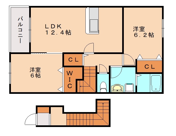 北九州市小倉北区今町のアパートの間取り