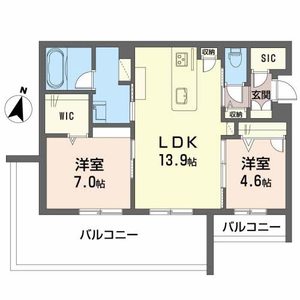 熊本市中央区琴平本町のマンションの間取り