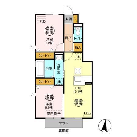 木更津市長須賀のアパートの間取り