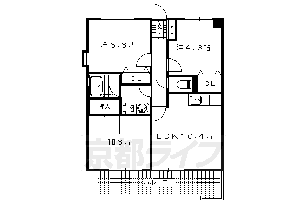 大津市勧学のマンションの間取り