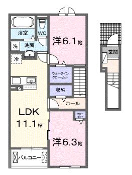 高松市鶴市町のアパートの間取り