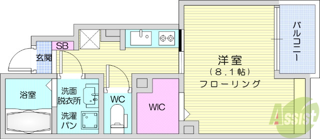 岩沼市下野郷のアパートの間取り