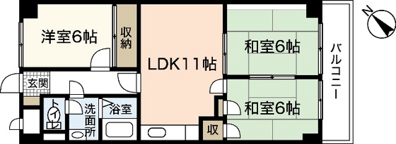 広島市安佐南区上安のマンションの間取り