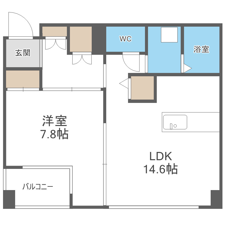 札幌市中央区南二十一条西のマンションの間取り