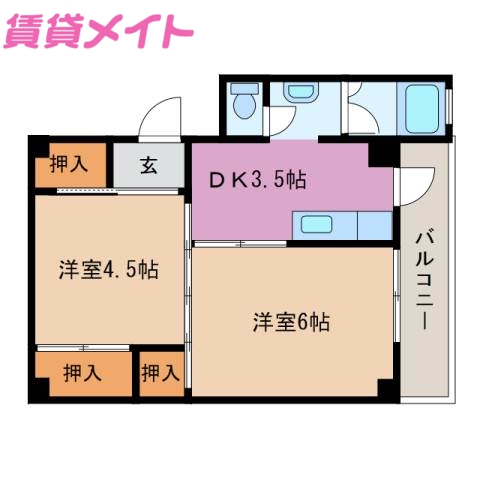 鳥羽市大明東町のマンションの間取り