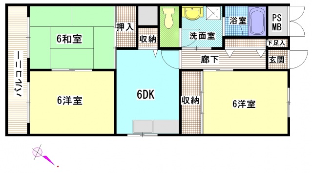 広島市東区牛田早稲田のマンションの間取り