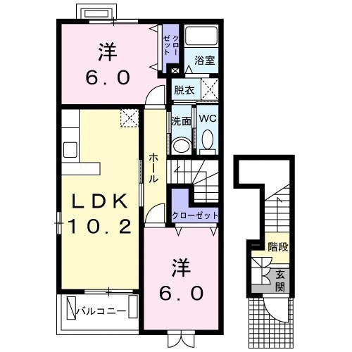 八王子市宇津木町のアパートの間取り