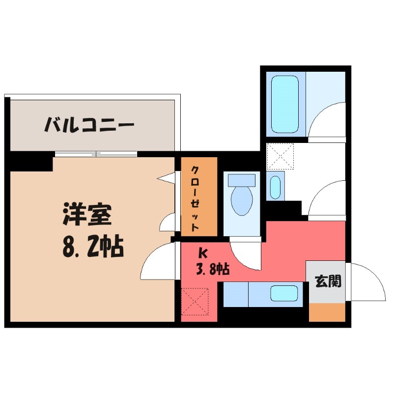 小山市中央町のアパートの間取り