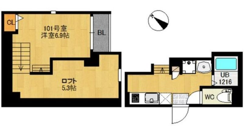 仙台市宮城野区宮千代のアパートの間取り