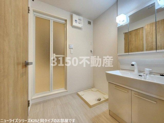 洗面設備　スペースが確保できる洗面所です