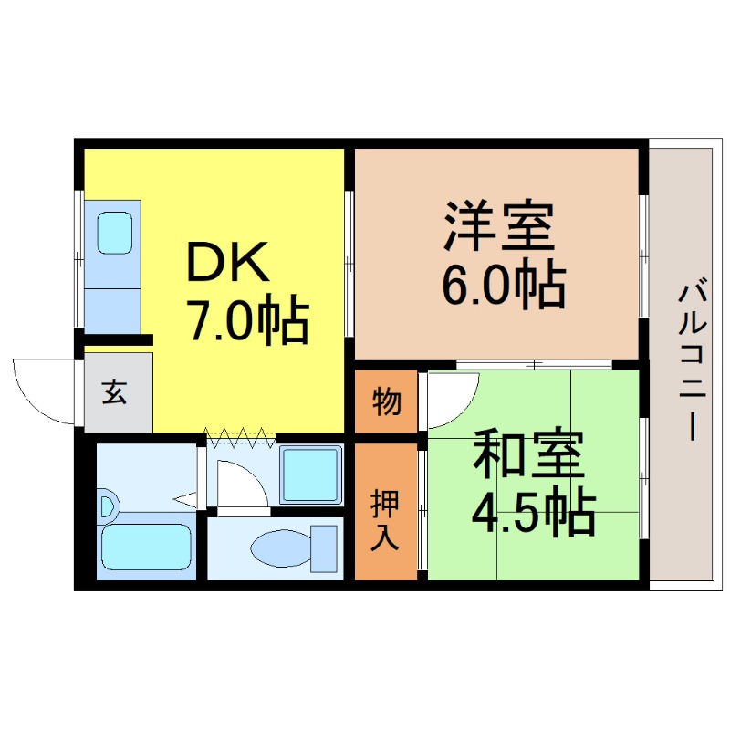 地下鉄桜通線 太閤通駅 徒歩7分 6階建 築38年の間取り写真
