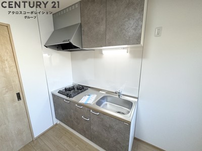 キッチン　2口ガスコンロ付で機能的なキッチンです！