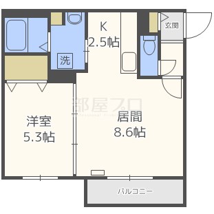 【札幌市西区八軒二条東のマンションの間取り】