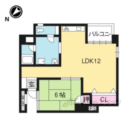 京都市北区衣笠氷室町のマンションの間取り