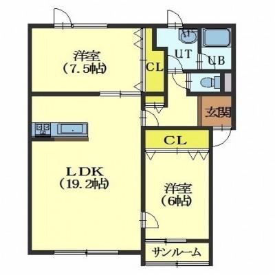 北斗市東浜のアパートの間取り