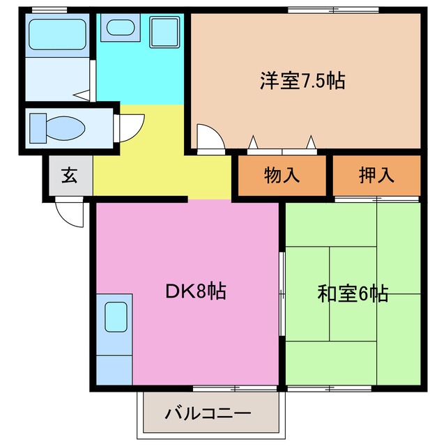 津市久居西鷹跡町のアパートの間取り