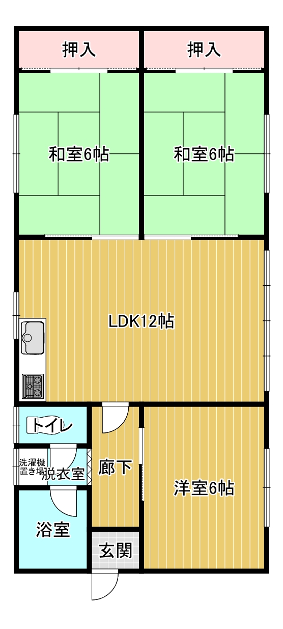 【富岡3丁目3LDK戸建貸家の間取り】