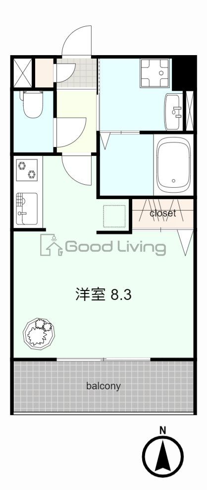 福岡市博多区石城町のマンションの間取り