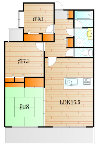 下関市みもすそ川町のマンションの間取り