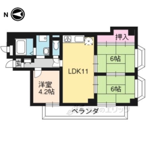 京都市上京区多門町のマンションの間取り