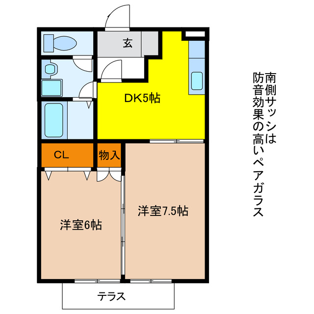 岐阜市茜部中島のアパートの間取り