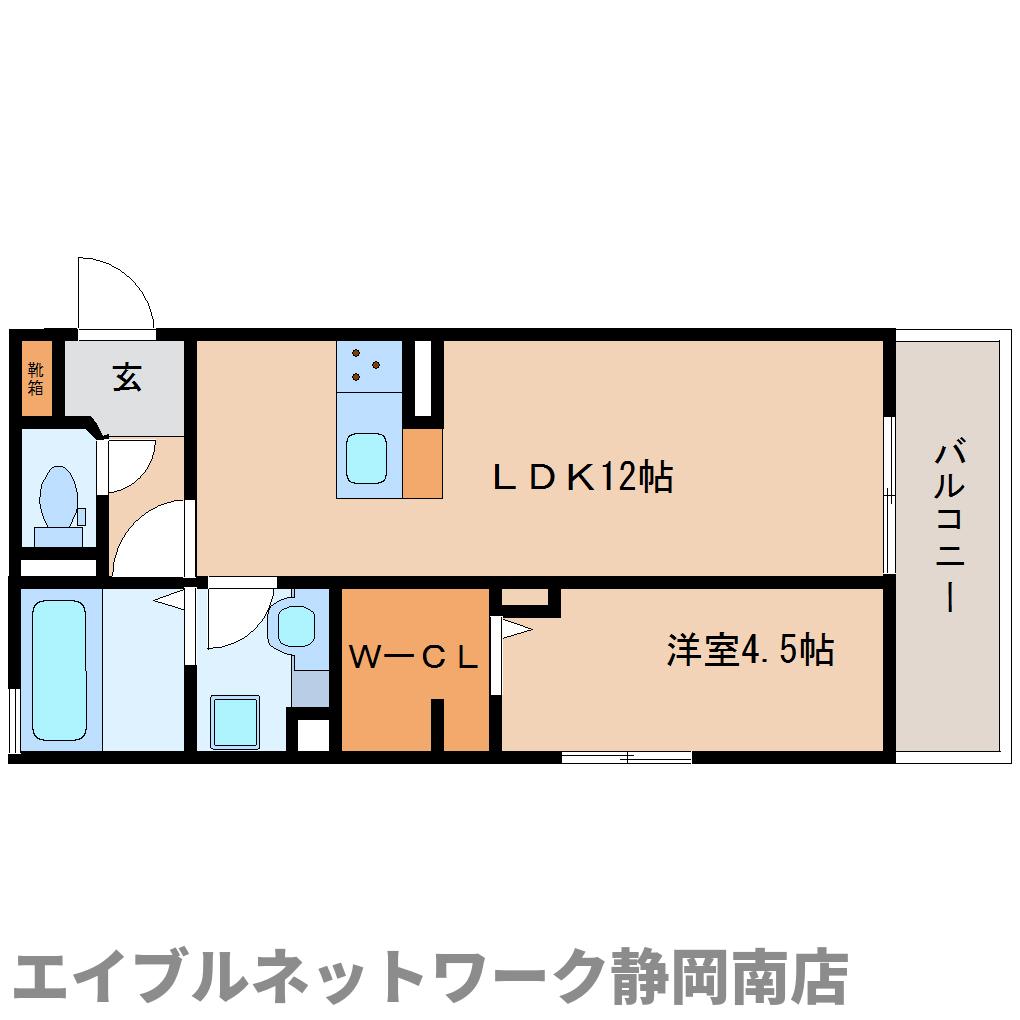 藤枝市田沼のアパートの間取り