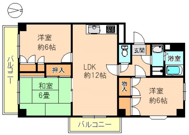 広島市安佐南区東原のマンションの間取り