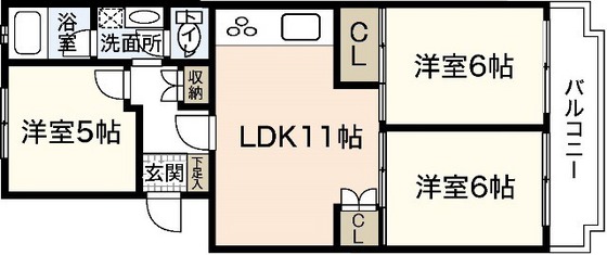 広島市佐伯区五日市中央のマンションの間取り