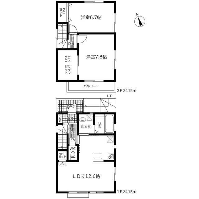 ＳＫ戸建貸家・Ｂ棟の間取り