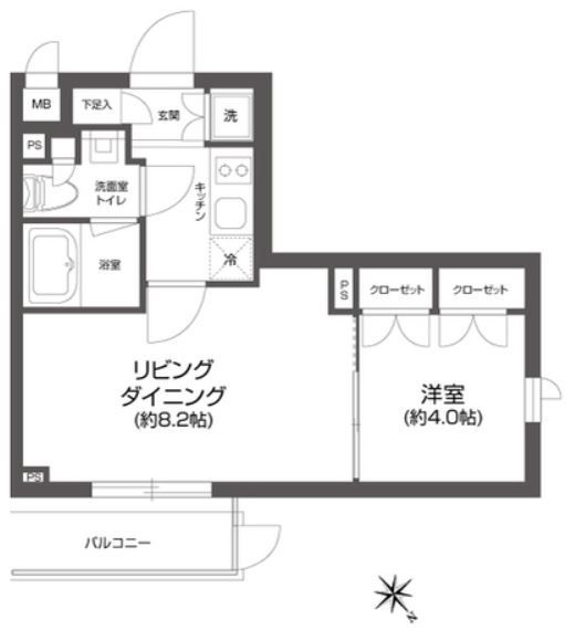 【新宿区若葉のマンションの間取り】