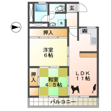 東近江市八日市野々宮町のマンションの間取り