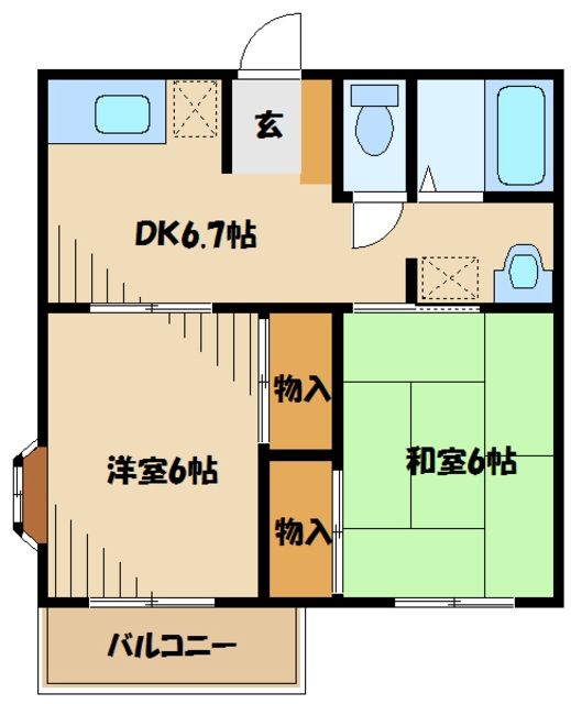 町田市野津田町のアパートの間取り