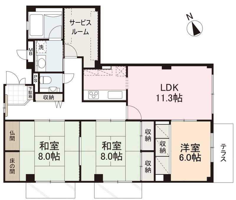 高松市上之町のマンションの間取り