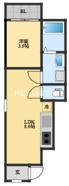 長崎市古賀町のアパートの間取り