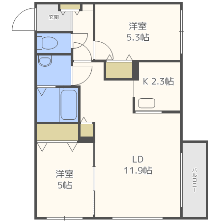 【札幌市中央区北十五条西のマンションの間取り】