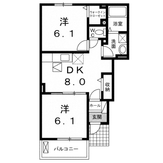 深谷市永田のアパートの間取り