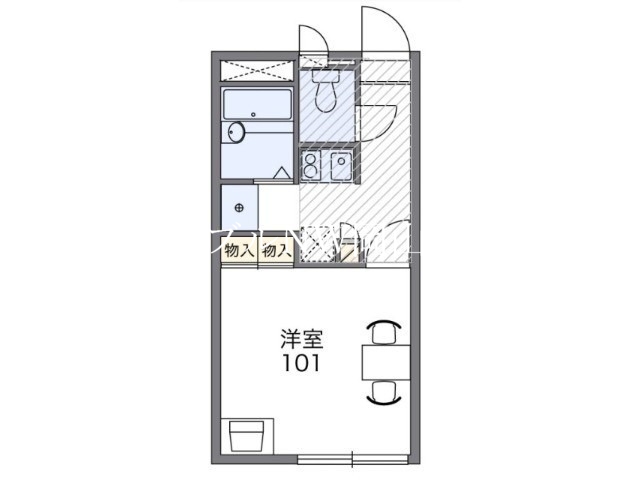 岡山市南区新福のアパートの間取り