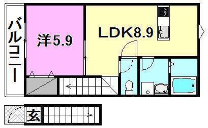 松山市北条のアパートの間取り