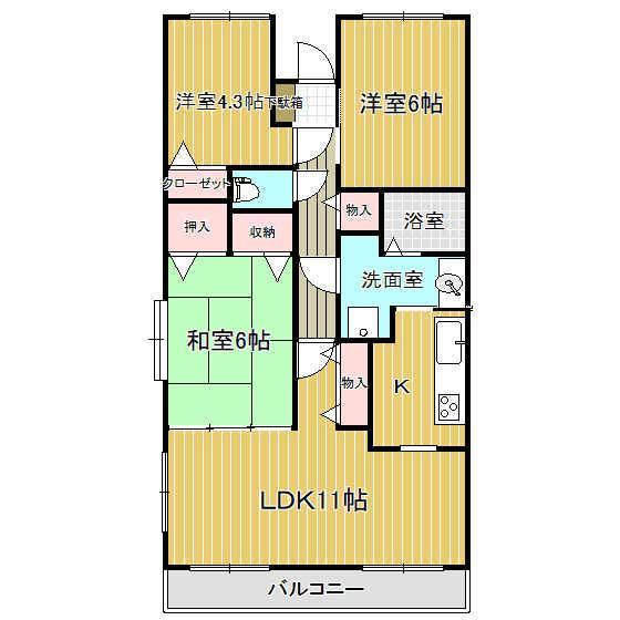 山形市下条町のマンションの間取り