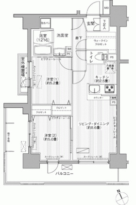 船橋市葛飾町のマンションの間取り