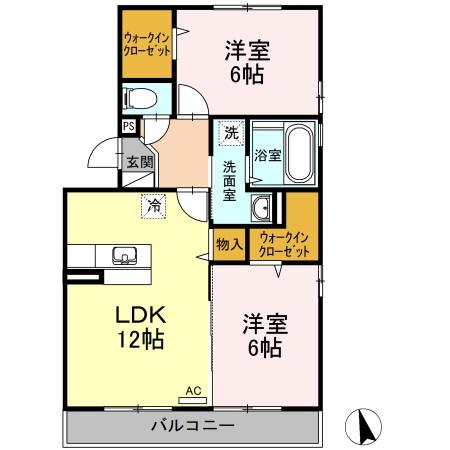 高知市愛宕町のアパートの間取り