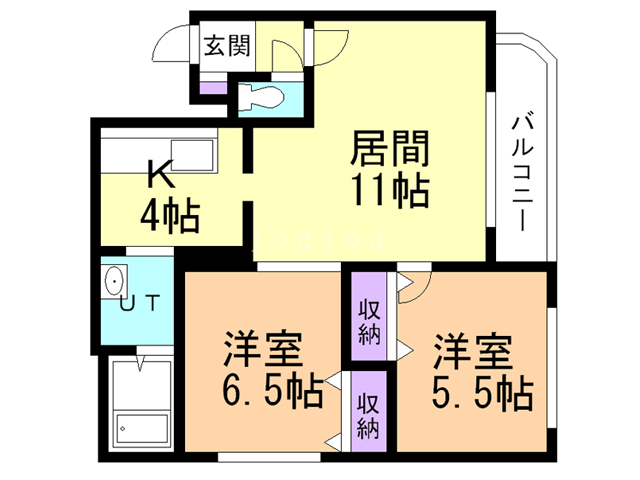 札幌市清田区北野四条のマンションの間取り