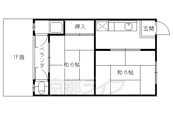 京都市西京区樫原久保町のアパートの間取り