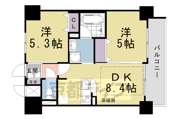 ＪＲ東海道本線 京都駅 徒歩5分 11階建 築14年の間取り写真