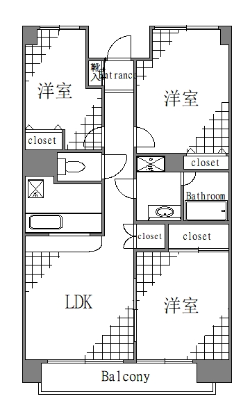 ＪＲ京葉線 潮見駅 徒歩8分 14階建 築30年の間取り写真