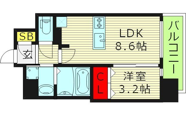 プレサンス京橋GREEN YARDレアルテの間取り写真