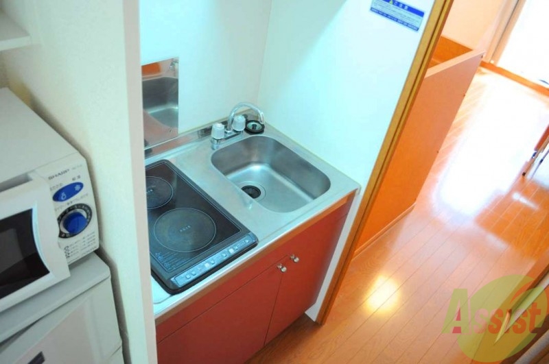 キッチン　ラジエントヒーターで２口あり料理も出来ます！